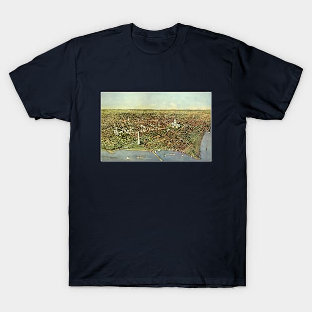 Antique Map with a Panoramic View of Washington DC T-Shirt by MasterpieceCafe